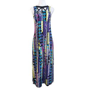 New A.L.C. Size 4 Chevron Maxi Sheath Dress Black Blue Yellow Sleeveless